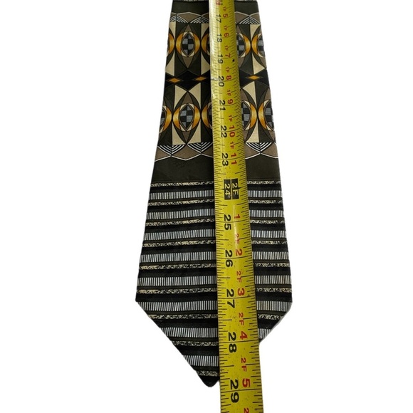 Pierre Balmain Tie Paris Silk Hand Made Tipp Bar Tac Pull String 58x4 Black Gold - Picture 9 of 10